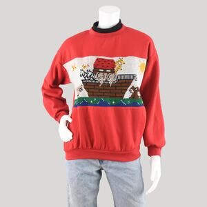 Vintage Noah's Ark Red Zoo Sweatshirt Women's Medium